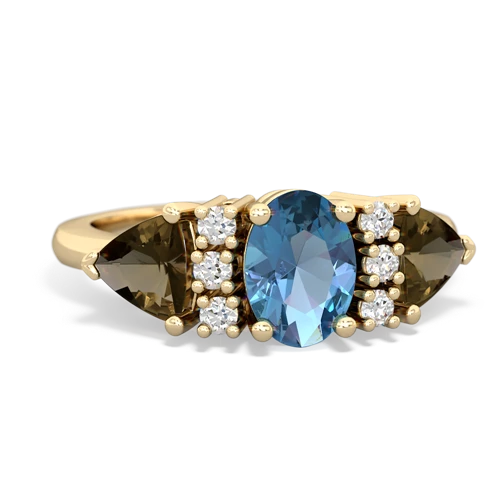 blue topaz-smoky quartz timeless ring