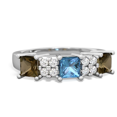 blue topaz-smoky quartz timeless ring