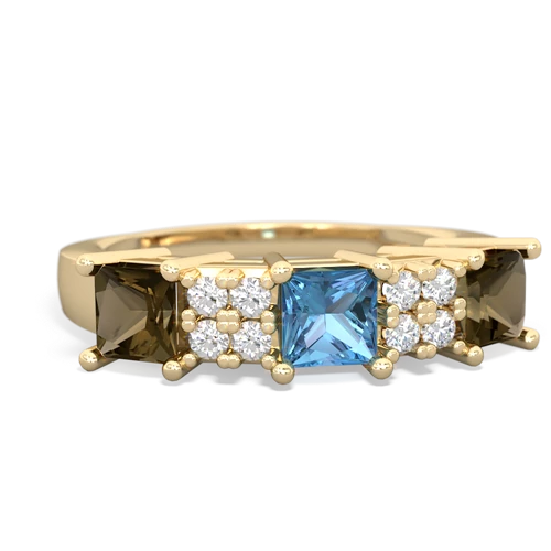 blue topaz-smoky quartz timeless ring