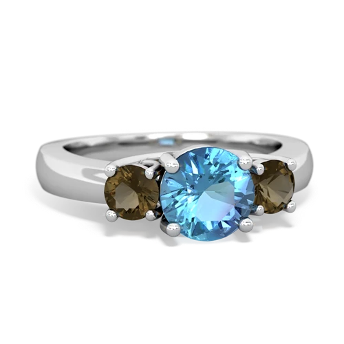 blue topaz-smoky quartz timeless ring