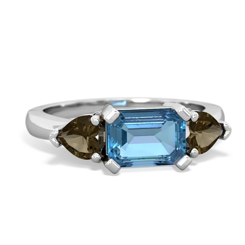 blue topaz-smoky quartz timeless ring