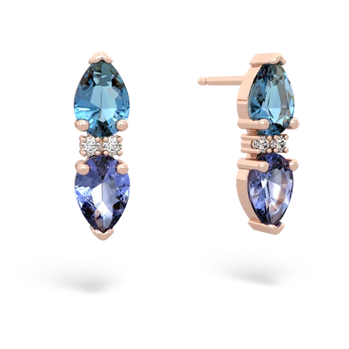 blue topaz-tanzanite bowtie earrings