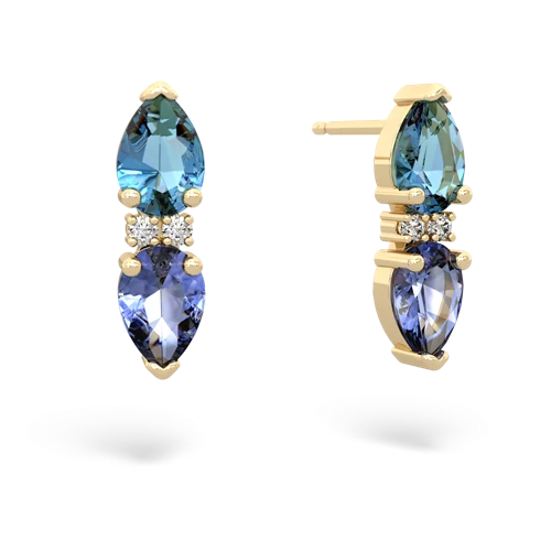 blue topaz-tanzanite bowtie earrings