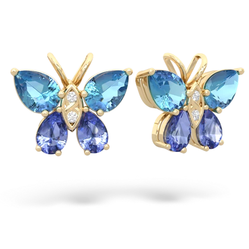 blue topaz-tanzanite butterfly earrings