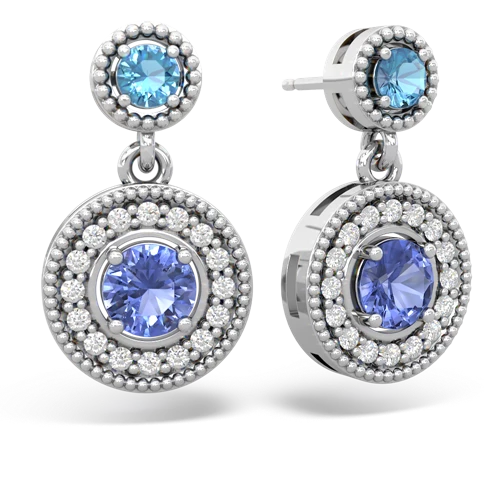 blue topaz-tanzanite halo earrings