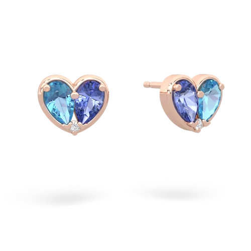 blue topaz-tanzanite one heart earrings