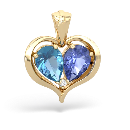 blue topaz-tanzanite half heart whole pendant