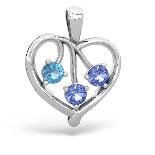 Blue Topaz Genuine Swiss Blue Topaz with Genuine Tanzanite and Genuine Amethyst Glowing Heart pendant Pendant