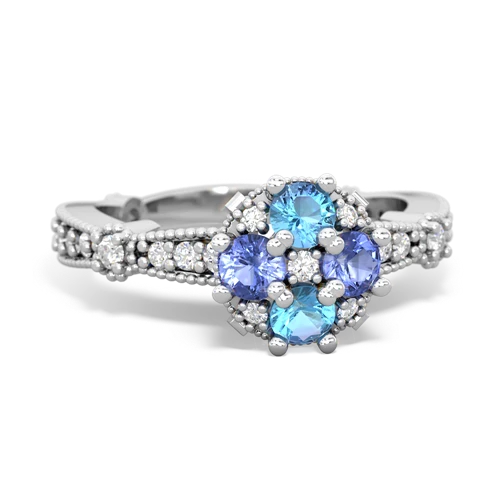 blue topaz-tanzanite art deco engagement ring