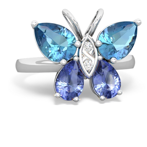 blue topaz-tanzanite butterfly ring