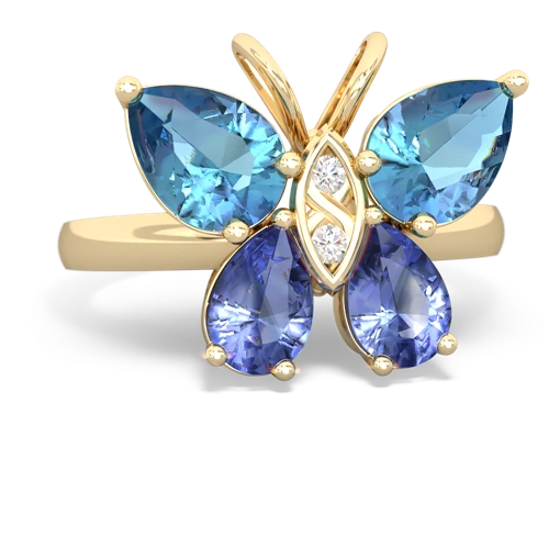 blue topaz-tanzanite butterfly ring