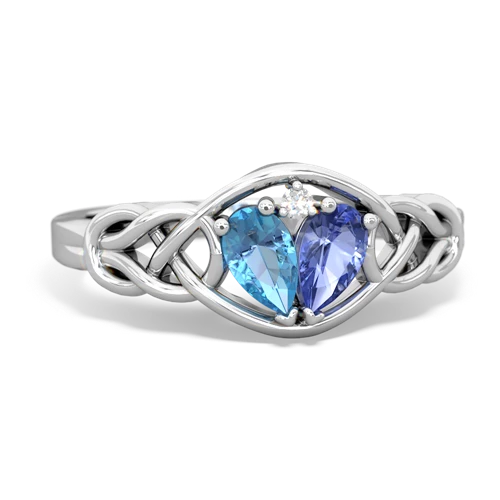 blue topaz-tanzanite celtic knot ring