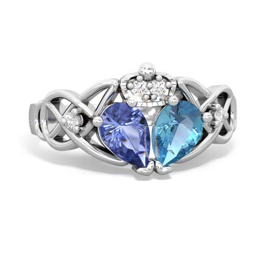 blue topaz-tanzanite claddagh ring