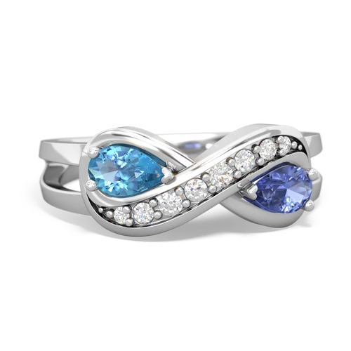 blue topaz-tanzanite diamond infinity ring