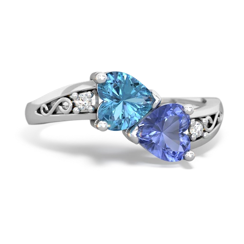 blue topaz-tanzanite filligree ring