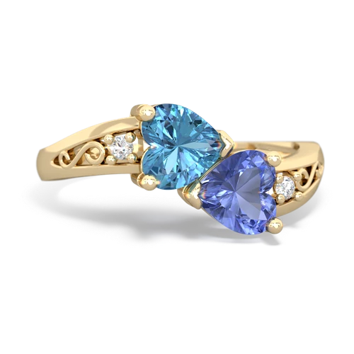 blue topaz-tanzanite filligree ring