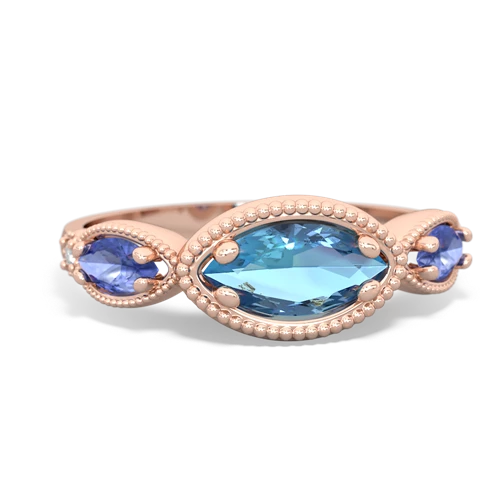 blue topaz-tanzanite milgrain marquise ring