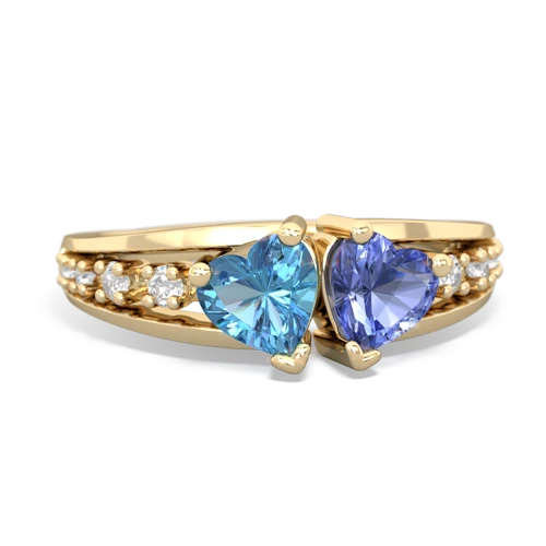 blue topaz-tanzanite modern ring