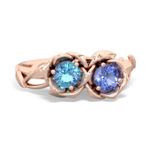 blue topaz-tanzanite roses ring