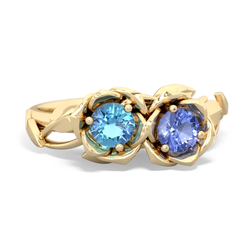 blue topaz-tanzanite roses ring