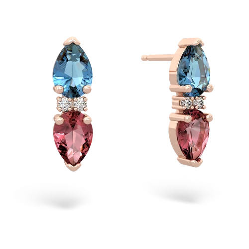 blue topaz-tourmaline bowtie earrings