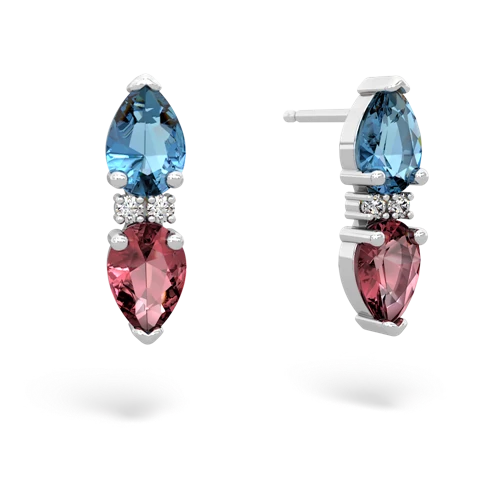 blue topaz-tourmaline bowtie earrings