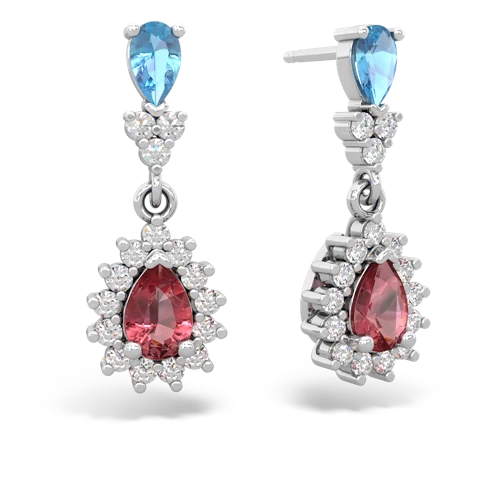 blue topaz-tourmaline dangle earrings