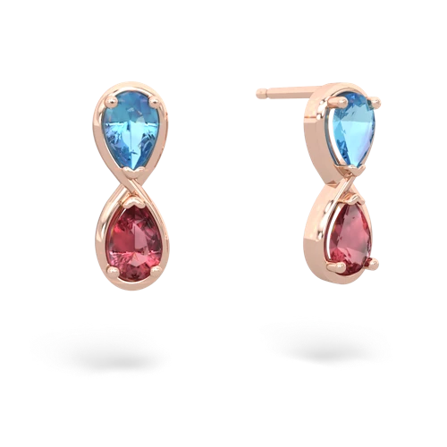 blue topaz-tourmaline infinity earrings