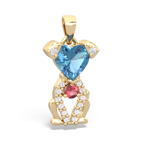 blue topaz-tourmaline birthstone puppy pendant