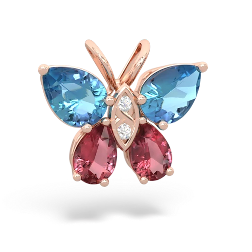 blue topaz-tourmaline butterfly pendant