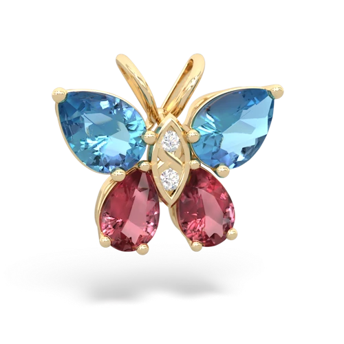 blue topaz-tourmaline butterfly pendant