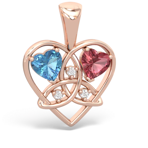 blue topaz-tourmaline celtic heart pendant