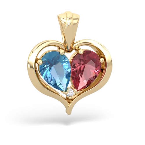 blue topaz-tourmaline half heart whole pendant