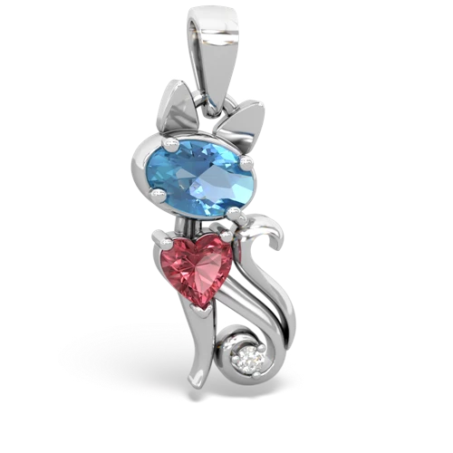 blue topaz-tourmaline kitten pendant