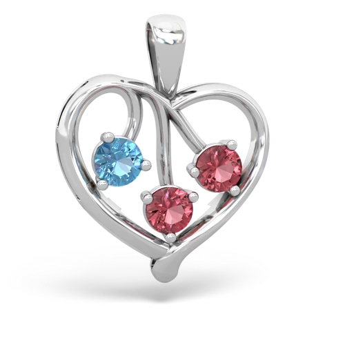 blue topaz-tourmaline love heart pendant