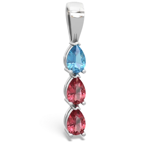 blue topaz-tourmaline three stone pendant