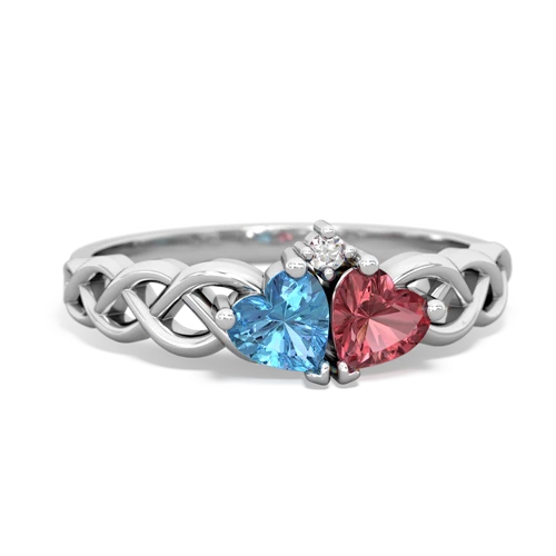 blue topaz-tourmaline celtic braid ring