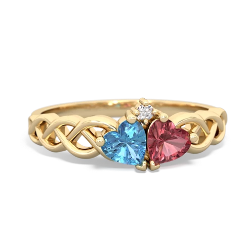 blue topaz-tourmaline celtic braid ring