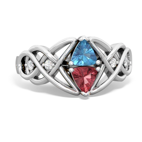 blue topaz-tourmaline celtic knot ring