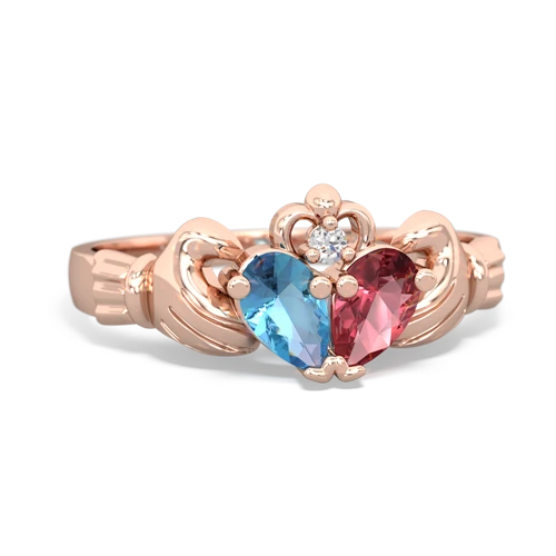 blue topaz-tourmaline claddagh ring