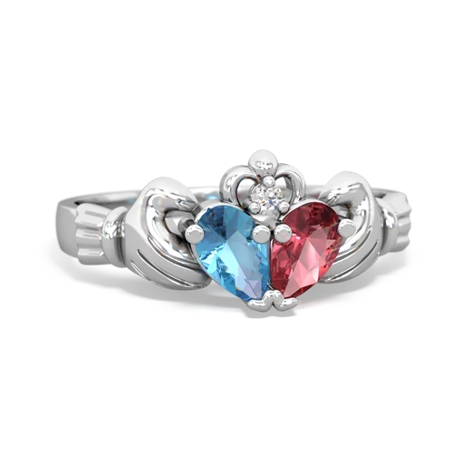 blue topaz-tourmaline claddagh ring