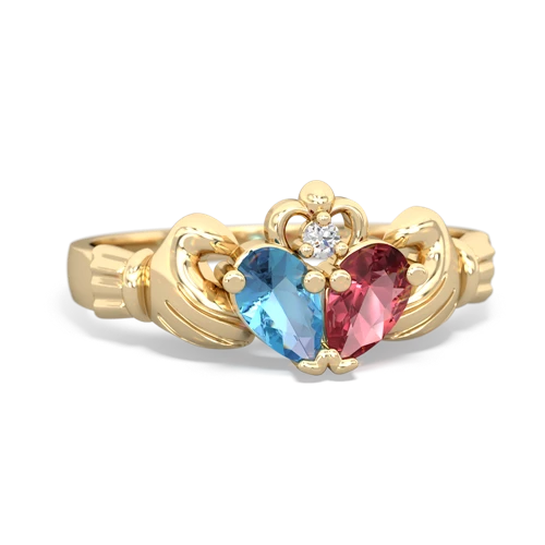 blue topaz-tourmaline claddagh ring