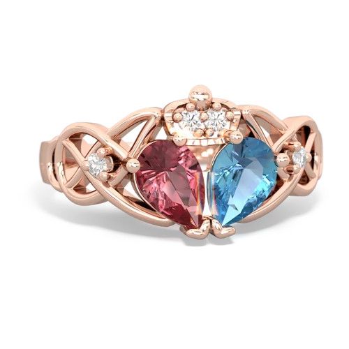 blue topaz-tourmaline claddagh ring