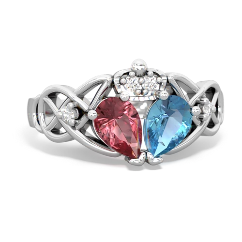 blue topaz-tourmaline claddagh ring