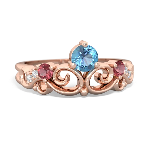 Blue Topaz Genuine Swiss Blue Topaz with Genuine Pink Tourmaline and Genuine Aquamarine Crown Keepsake ring Ring