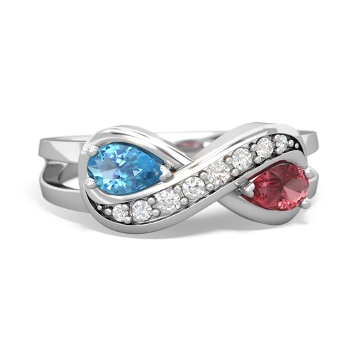 blue topaz-tourmaline diamond infinity ring