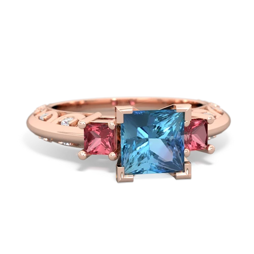 blue topaz-tourmaline engagement ring