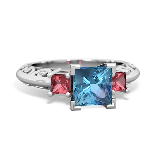 blue topaz-tourmaline engagement ring