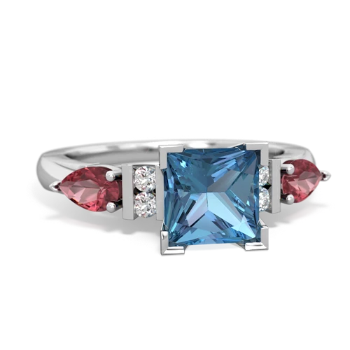 blue topaz-tourmaline engagement ring