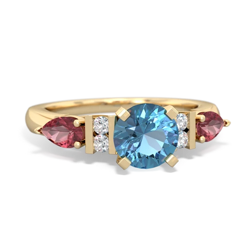 Blue Topaz Genuine Swiss Blue Topaz with Genuine Pink Tourmaline and Genuine Aquamarine Engagement ring Ring